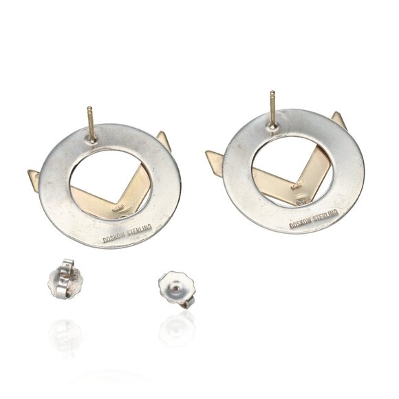 14k Geometric Silver & Gold-Tone V-Shaped Stud Earrings - Picture 2 of 2